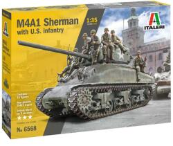 Italeri 1/35 M4A1 SHERMAN tanc cu echipaj american machetă (6568S)
