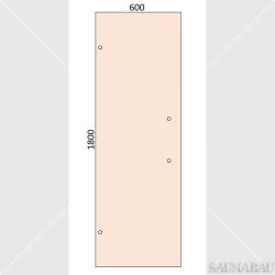 SAUNABAU üveglap szaunaajtókhoz 1800x600x8mm, bronz parsol, 2 db. függőleges fogantyú furattal (T0502-057)