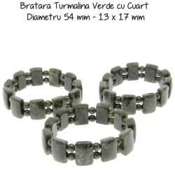  Bratara Turmalina Verde cu Cuart Dreptunghi Diametru 54 mm - 13 x 17 mm
