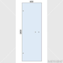 SAUNABAU üveglap szaunaajtókhoz 1800x600x8mm, víztiszta, 2 db. vízszintes fogantyú furattal (T0502-041)