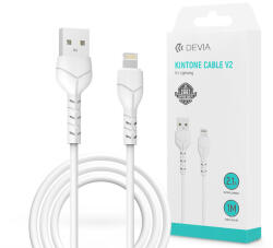 DEVIA USB - Lightning adat- és töltőkábel 1 m-es vezetékkel - Devia Kintone Cable V2 Series for Lightning - 5V/2.1A - fehér - rexdigital