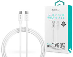 DEVIA USB Type-C - USB Type-C adat- és töltőkábel 1, 2 m-es vezetékkel - Devia Smart PD Cable for Type-C - 60W - fehér - rexdigital