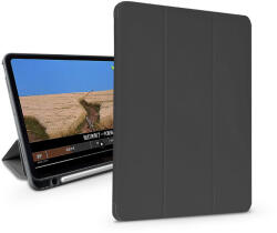 Tok Apple iPad 10.2 (2019/2020/2021) tablet tok (Smart Case) on/off funkcióval, Apple Pencil tartóval, mágneses töltővel - Devia Leather Case With Pencil Slot -fekete