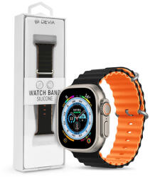 DEVIA Apple Watch szilikon sport szíj - Deluxe Series Sport6 Silicone Two-tone Watch Band - 38/40/41 mm - fekete/narancs - rexdigital