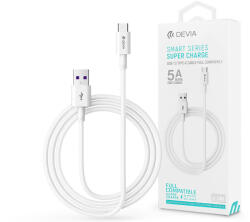 DEVIA USB - USB Type-C töltő- és adatkábel 1, 5 m-es vezetékkel - Devia Shark Supercharge USB Type-C - 5A - fehér