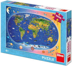 Dino Puzzle XL - Harta Lumii (300 piese) PlayLearn Toys Puzzle
