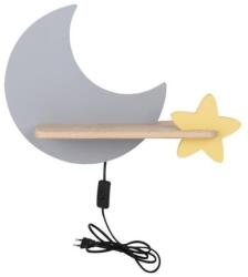  Aplica de perete LUNA 5W LED IQ KIDS cu cablu, comutator si prize gri +auria
