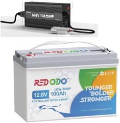 RED ODO RedOdo 12V 100Ah LiFePO4 LOW_TEMP akku+10A Lifepo4 akkumulátortöltő (LiFePO4_100Ah_TM+10A_CHG)