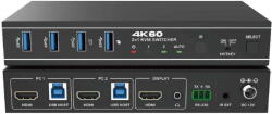 EVOCONNECT Switcher KVM 2x1, HDMI 4K@60, 18Gbps, HDCP2.3, HDR/HDR10/HDR10+/Dolby Vision, cu RS232 si telecomanda (2portKVMswitch4K60)