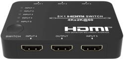 EVOCONNECT Switch HDMI EVOCONNECT, 5 intrari, 1 iesire, 4K@60Hz, HDMI 2.0b, HDCP 2.2 (HDCVT-HDS-B51)