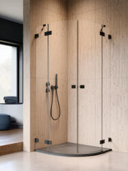 Radaway Zuhanykabin, Radaway Essenza Pro Black PDD íves fekete zuhanykabin 90x80 átlátszó - zuhanykabin