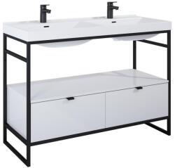 AREZZO design Alsó szekrény, AREZZO design NEBO alsószekrény 120 cm-es, 2 fiókkal, fényes fehér, matt fekete (2 - zuhanykabin