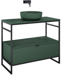 AREZZO design Alsó szekrény, AREZZO design NEBO alsószekrény 100 cm-es, 1 fiókkal, matt zöld, matt fekete (2 do - zuhanykabin