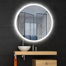 AREZZO design Tükör, AREZZO design LED okos tükör 80 cm-es kerek+állítható fényerő, páramentesítő funkció, óra, hő - zuhanykabin