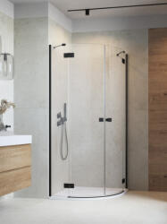 Radaway Zuhanykabin, Radaway Essenza Black PDD íves fekete zuhanykabin 80x90 átlátszó - zuhanykabin