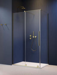 Radaway Zuhanykabin, Radaway Furo Brushed Gold KDJ szögletes zuhanykabin 100x100 balos átlátszó - zuhanykabin