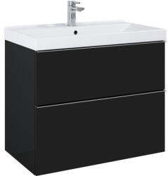 AREZZO design Alsó szekrény, AREZZO design MONTEREY 80 cm-es alsószekrény 2 fiókkal Matt fekete színben, szifonk - zuhanykabin