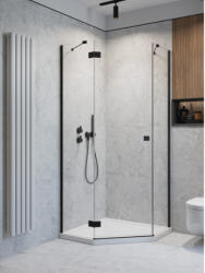 Radaway Zuhanykabin, Radaway Essenza Black PTJ szögletes fekete zuhanykabin 90x80 átlátszó jobbos - zuhanykabin