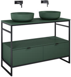 AREZZO design Alsó szekrény, AREZZO design NEBO alsószekrény 120 cm-es, 2 fiókkal, matt zöld, matt fekete (2 do - zuhanykabin