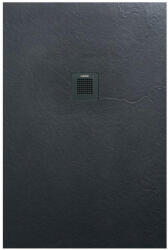 AREZZO design Zuhanytálca, AREZZO design SOLIDSoft zuhanytálca 140x70 cm, ANTRACIT, színazonos lefolyóval (2 do - zuhanykabin