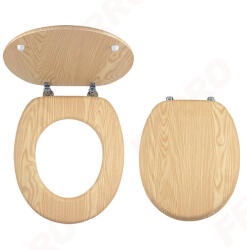 FERRO WC tető, Ferro kőris wc ülőke fém zsanérokkal, fahatású MDF WC/JASAN