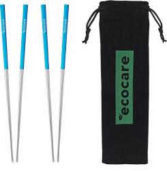 Ecocare fém evőpálcikák Silver-Blue csomagolásban, 4 db