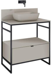 AREZZO design Alsó szekrény, AREZZO design NEBO alsószekrény 80 cm-es, 1 fiókkal, matt beige, matt fekete (2 do - zuhanykabin