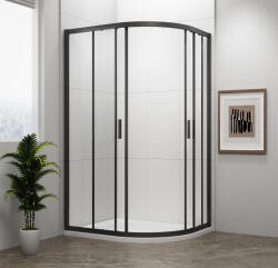 SAPHO Zuhanykabin, Sapho Polysan Easy Line black íves, matt fekete, 90x80 EL2815B - zuhanykabin