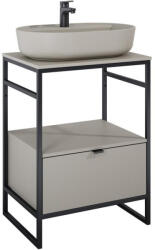 AREZZO design Alsó szekrény, AREZZO design NEBO alsószekrény 60 cm-es, 1 fiókkal, matt beige, matt fekete (2 do - zuhanykabin