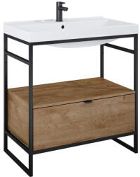 AREZZO design Alsó szekrény, AREZZO design NEBO alsószekrény 80 cm-es, 1 fiókkal, canela tölgy, matt fekete (2 - zuhanykabin