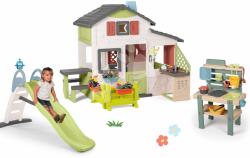 Smoby Set căsuța Prietenilor cu grădină și tobogan cu dublu val Friends House Life Smoby extensibilă cu apă și bucătărie pentru grădinari cu unelte (SM810250-A6) Casuta pentru copii