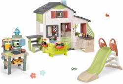 Smoby Căsuță pentru prieteni cu grădină mică și topogan de 1, 5 m Friends House Life Smoby extensibilă cu jet de apă și bucătărie de joacă pentru grădină (SM810250-A9) Casuta pentru copii