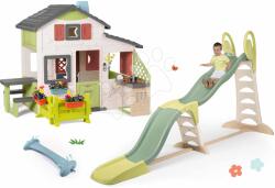 Smoby Set căsuță Prietenilor cu grădină din fața și tobogan lung de 360 cm Friends House Life Smoby extensibil cu val triplu și joc de apă pentru grădină (SM810250-A8) Casuta pentru copii