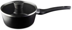 MasterChef Cratita MasterChef cu capac de sticla, oale de gatit cu inductie de 20 cm, oala pentru paste, oala pentru supa, cratita din aluminiu negru, acoperita, inductie pentru oala, tigai potrivite pentru toat