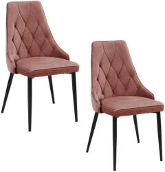 AKORD Furniture Factory - 2x Rózsaszín Bársonyszék Fekete Acél Alappal 89cm (2xCSJ.054-P)