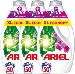 Ariel + Touch Of Lenor Amethyst Flower folyékony Mosószer 3x2, 25L - 150 mosás