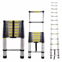 Haina HB-6367 - 3, 8 méter Teleszkópos Alumínium Létra, 150kg teherbírású (12442)