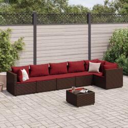 vidaXL 7 részes barna polyrattan kerti ülőgarnitúra párnákkal (3308117)