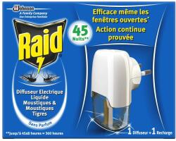 Raid електрически изпарител срещу комари и тигрови комари, машинка с течен пълнител, 21мл