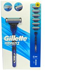 Gillette мъжка самобръсначка, Mach 3 Sport, Дръжка 1 брой, Ножчета 6 броя