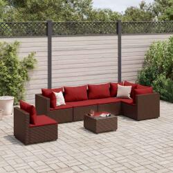 vidaXL 7 részes barna polyrattan kerti ülőgarnitúra párnákkal (3308181)