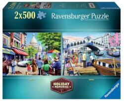 Ravensburger 12001272 - Holiday memories - Párizs és Velence - 2 x 500 db-os puzzle (12001272)