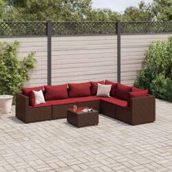 vidaXL 7 részes barna polyrattan kerti ülőgarnitúra párnákkal (3308149)