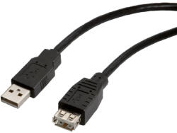 Roline 2m-es USB hosszabbító kábel male/female (Apa/Anya) fekete (ROLINE)