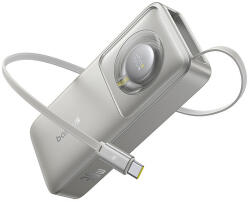 Baseus Free2Pull 10000mAh 30W powerbank USB-C porttal és visszahúzható USB-C kábellel - szürke
