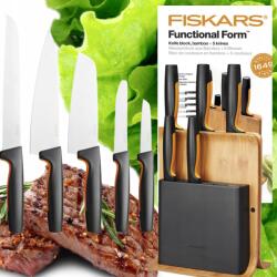 Fiskars 5 Db-os Fiskars Késkészlet Bambusz Blokkban, Éles, Strapabíró Ajándék Dobozban (1057552)
