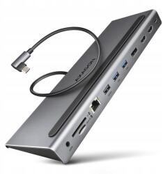 AXAGON HMC-4KX3 Többportos Usb hub 11in1, 5Gbps, 3x Usb-a, 2x Hdmi 4K/60Hz (HMC-4KX3)