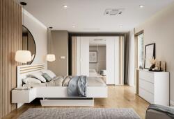 TEMPO KONDELA Set dormitor, alb/stejar artisan, 160x200, FLORENS