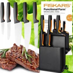 Fiskars 5 Db-os Késkészlet Fiskars Blokkban, Éles Konyhakés Szett Fekete (1057554)