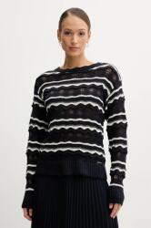 GUESS vászonkeverék pulóver VALERIE - sötétkék XS